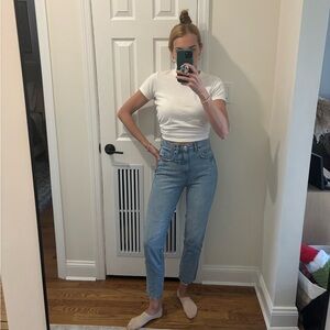 Free People we the free straight leg high waisted medium wash jeans